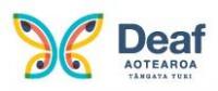 The Deaf Aotearoa logo shaped like a butterfly